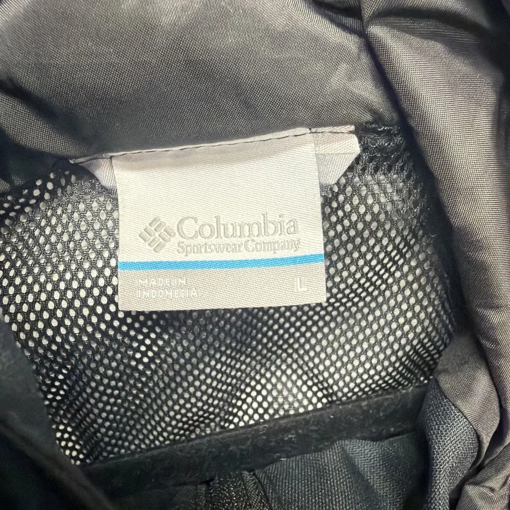 Columbia Omni-Tech Mens Large Black Hooded Rain Jacket Waterproof Shell WL0533